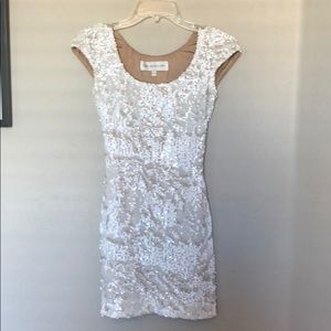 Dress the Population White Sequin Mini Dress.